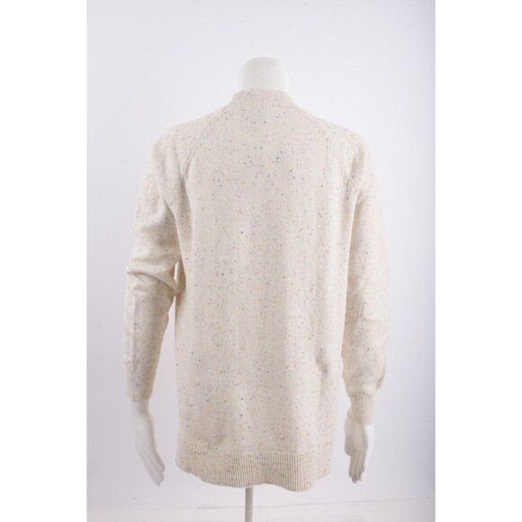 Loft Womens Knit Sweater LP Large Petite Multi-Color Specks Ecru Ivory Mock Neck - Picture 3 of 6